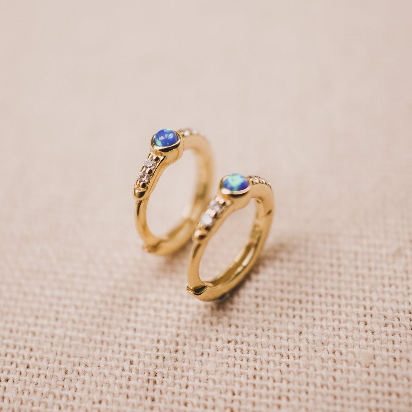 Ocean Blue Opal and Bling Huggies