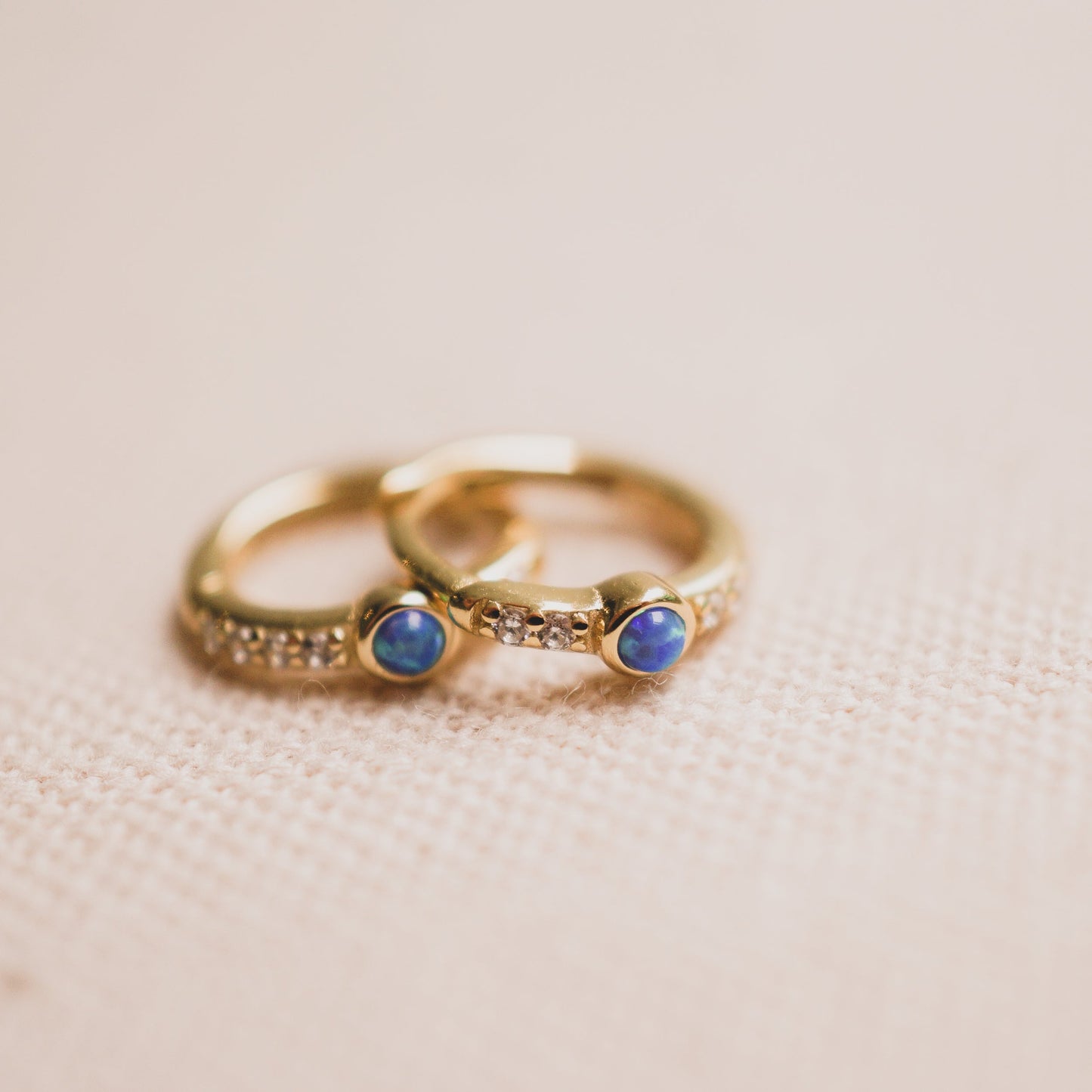 Ocean Blue Opal and Bling Huggies