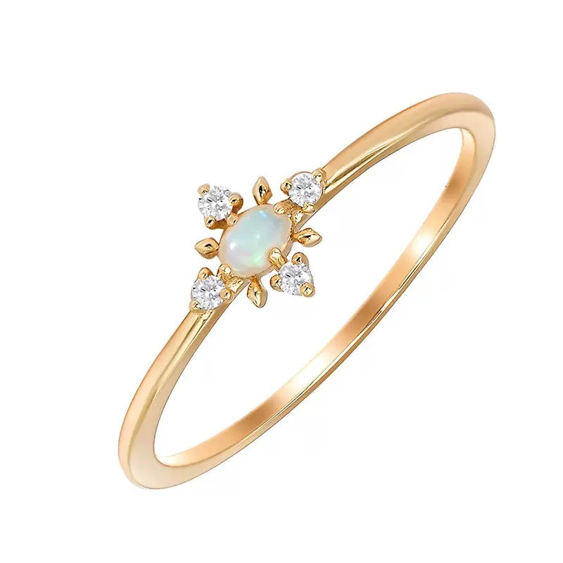 Natural Opal Snowflake Ring
