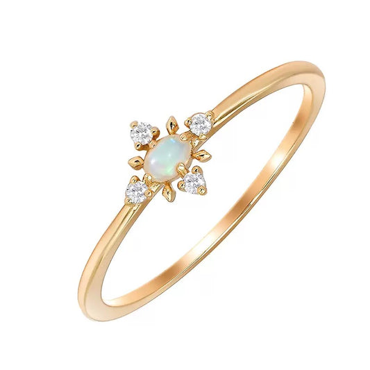 Natural Opal Snowflake Ring