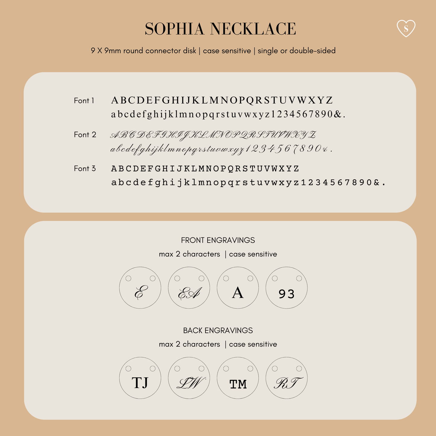 Sophia Necklace - Personalized Engraved Mini Connector Round Disk