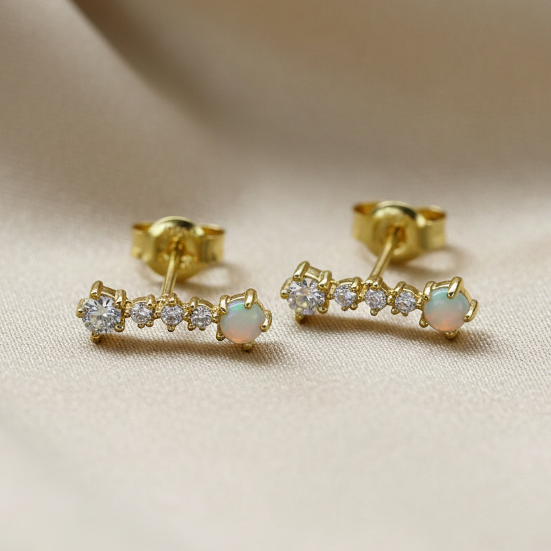 CZ Opal Drop Earrings