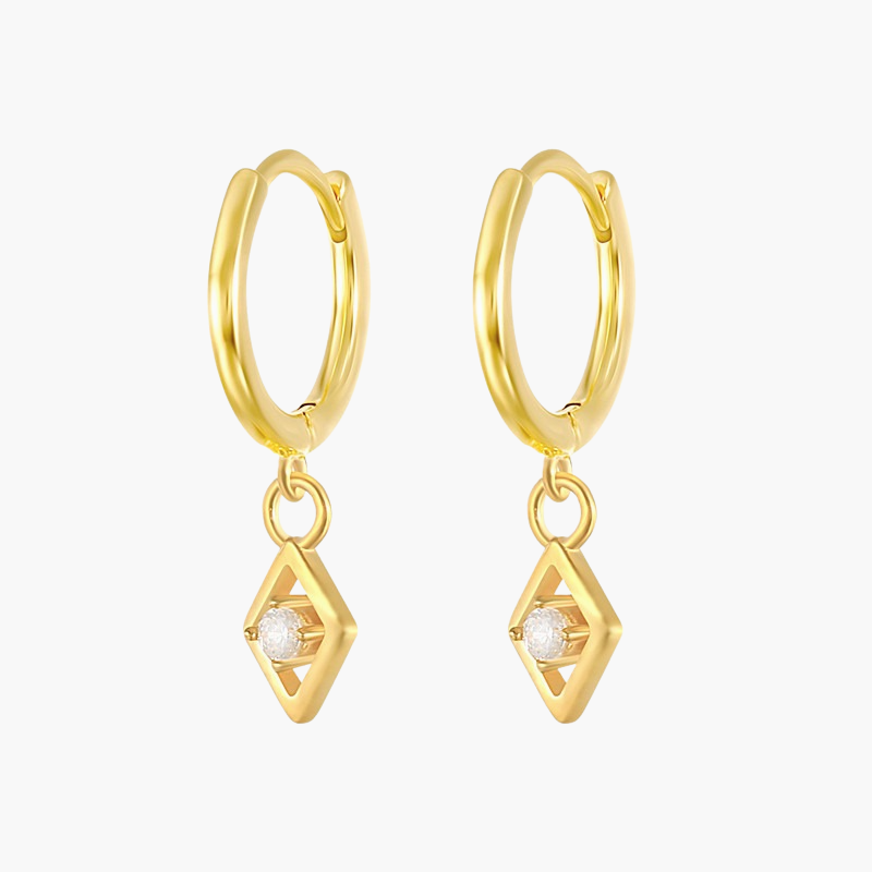 Diamond CZ Drop Huggie Earrings
