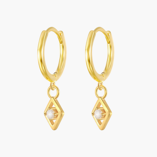Diamond CZ Drop Huggie Earrings