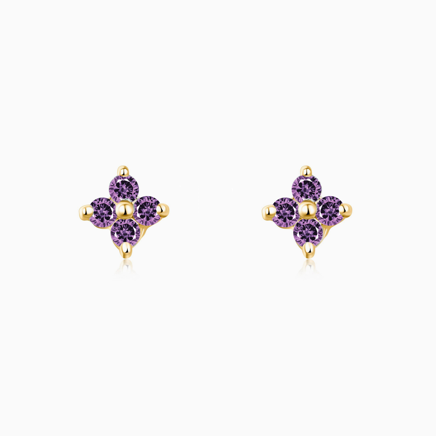 Amethyst Lucky Clover Studs