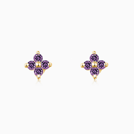 Amethyst Lucky Clover Studs
