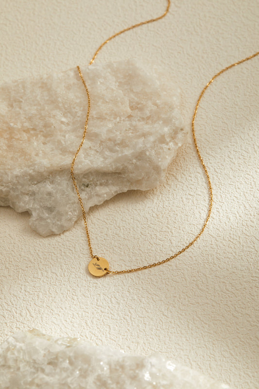 Sophia Necklace - Personalized Engraved Mini Connector Round Disk