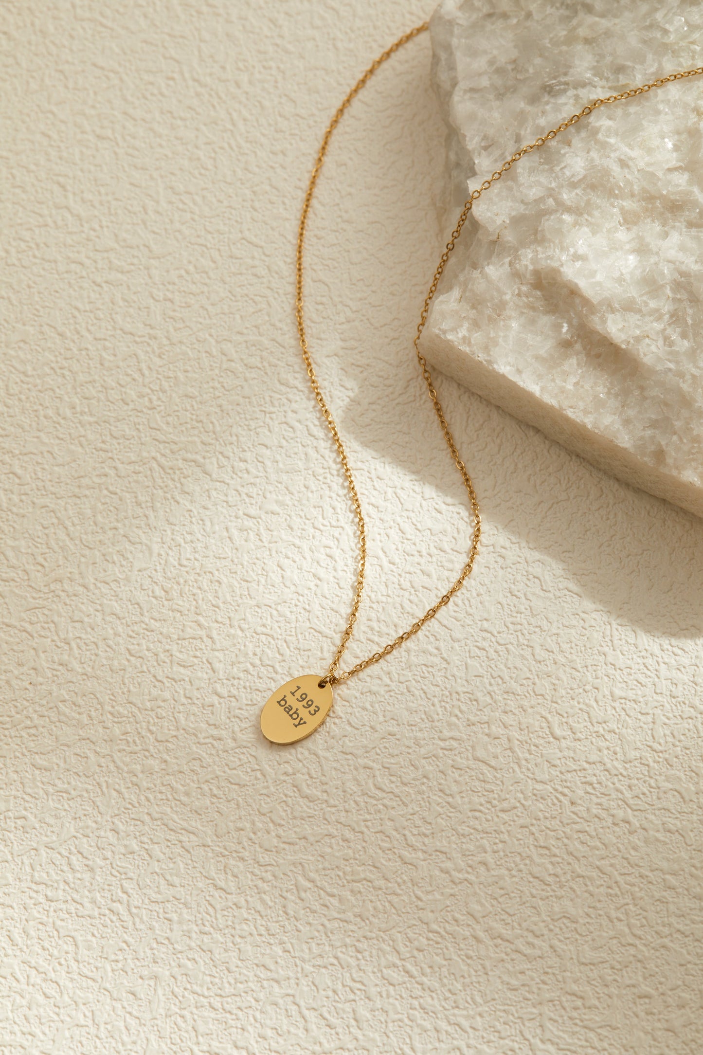 Astrid Necklace - Personalized Engraved Oval Disk