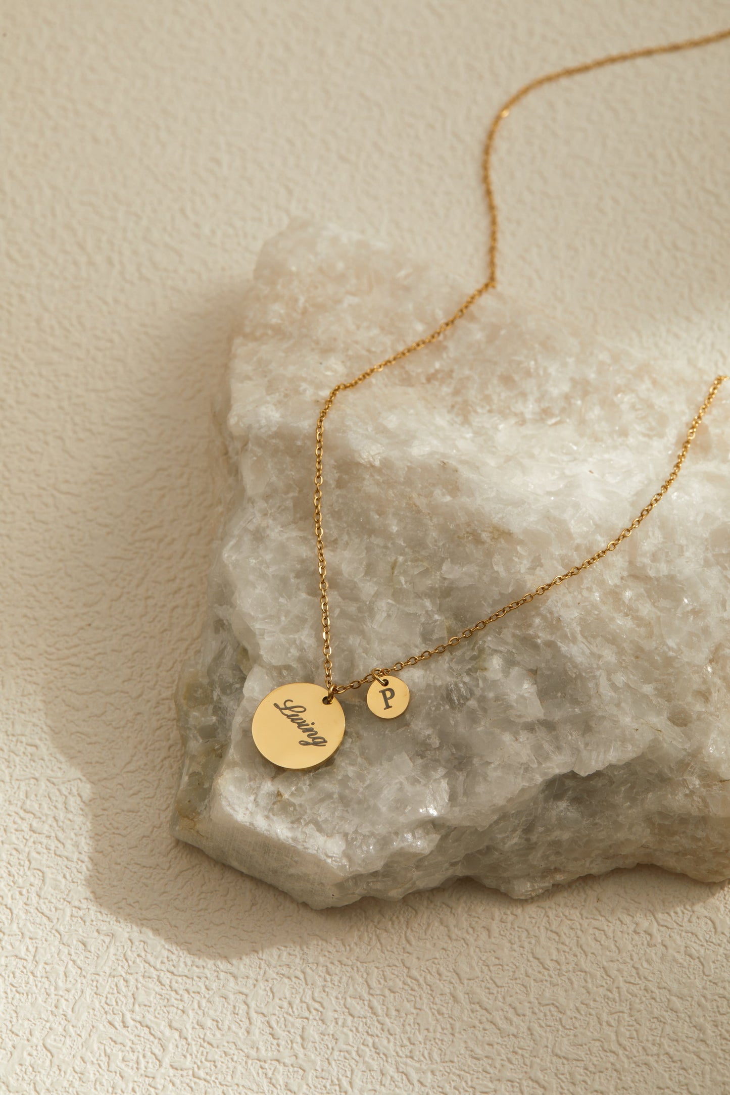 Ruby Duo Necklace - Personalized Engraved Duo Round Disks