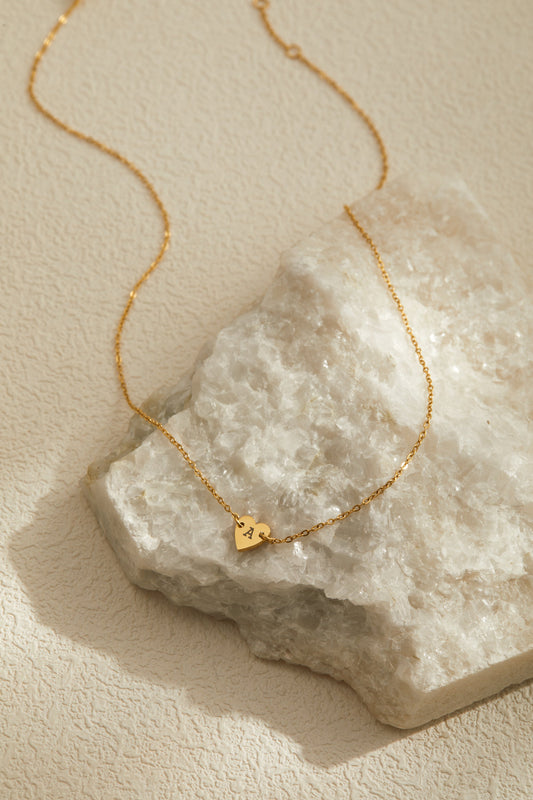 Jennie Necklace - Personalized Engraved Heart Connector Pendant