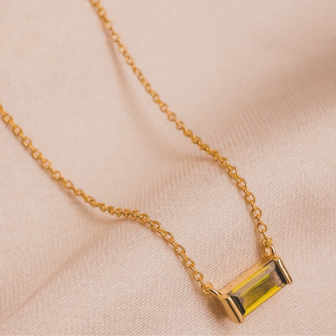Baguette Birthstone Necklace