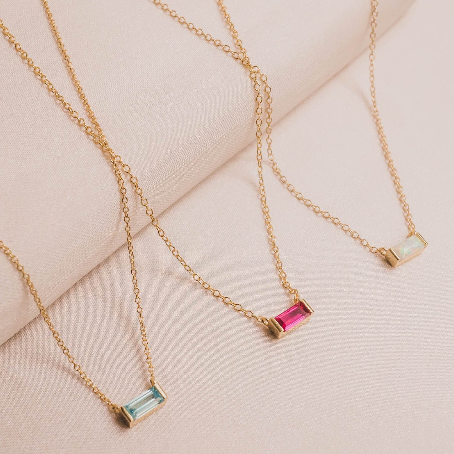 Baguette Birthstone Necklace