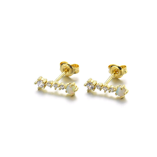 CZ Opal Drop Earrings