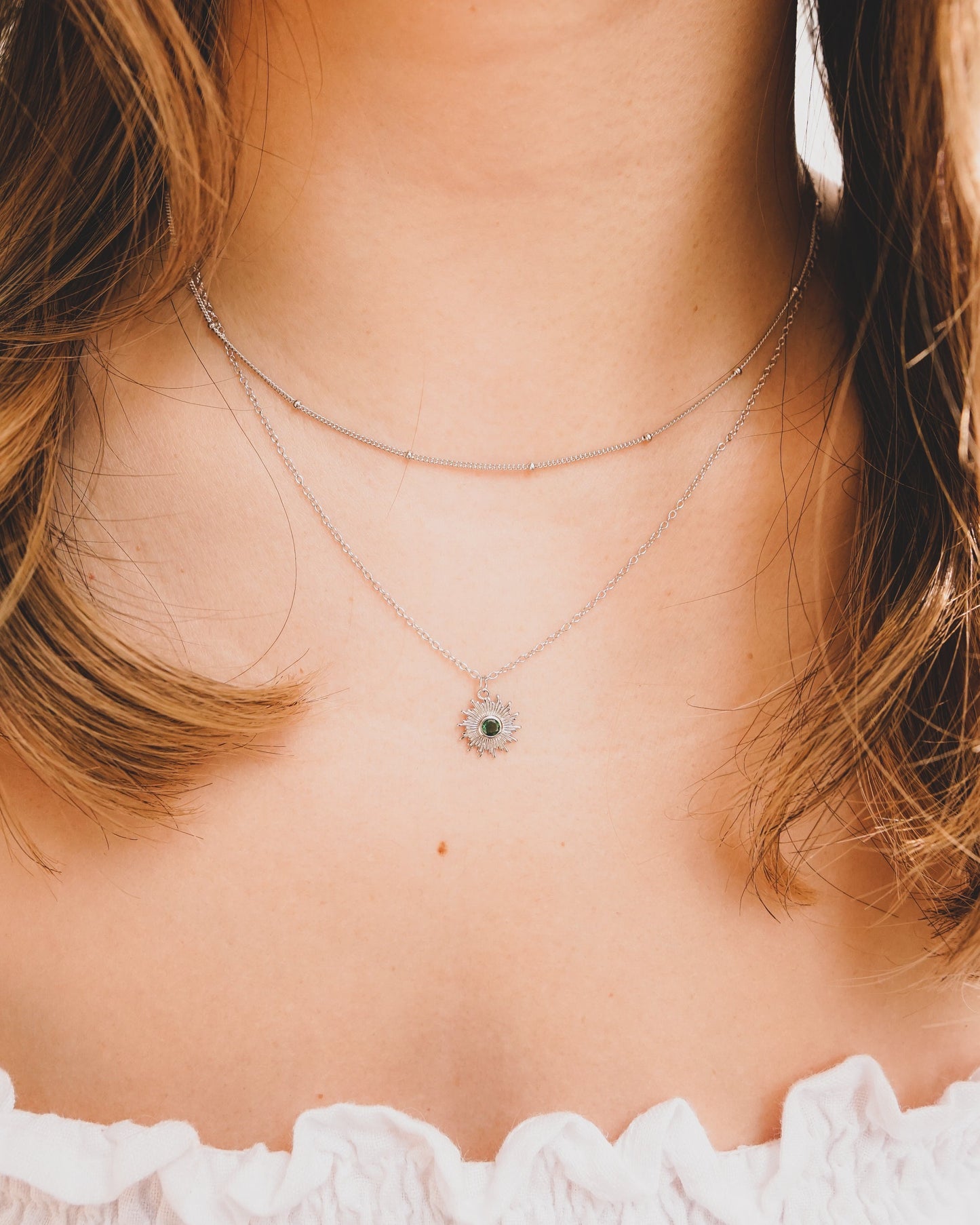 Emerald Sparkling Sun Necklace