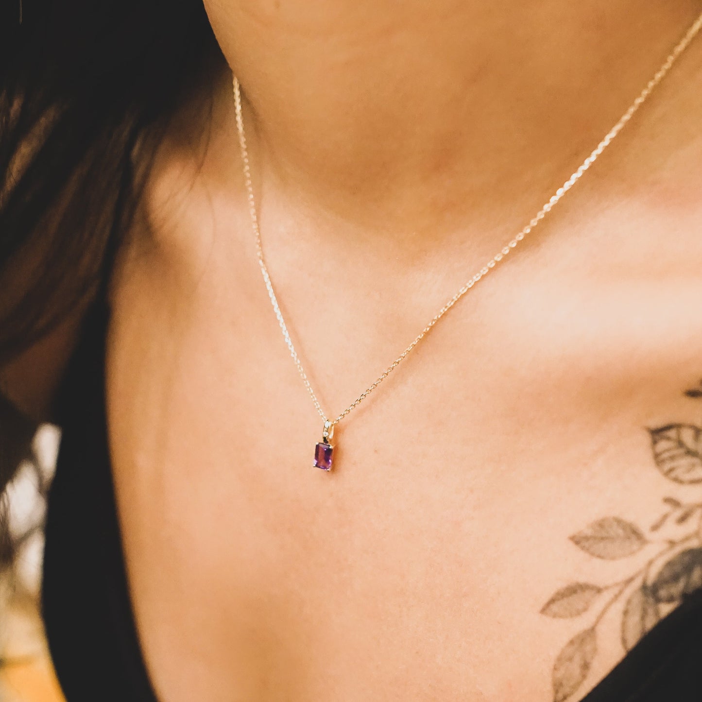 Amethyst Baguette Star Necklace
