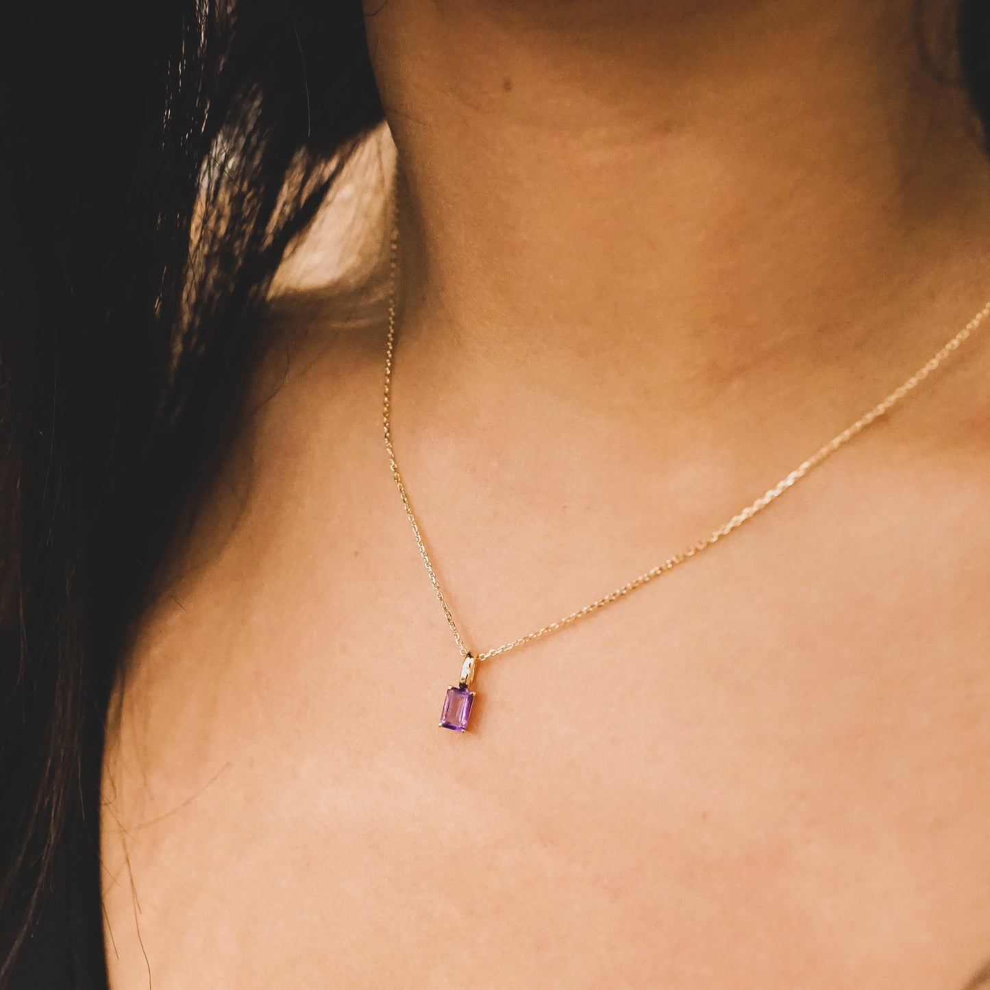 Amethyst Baguette Star Necklace