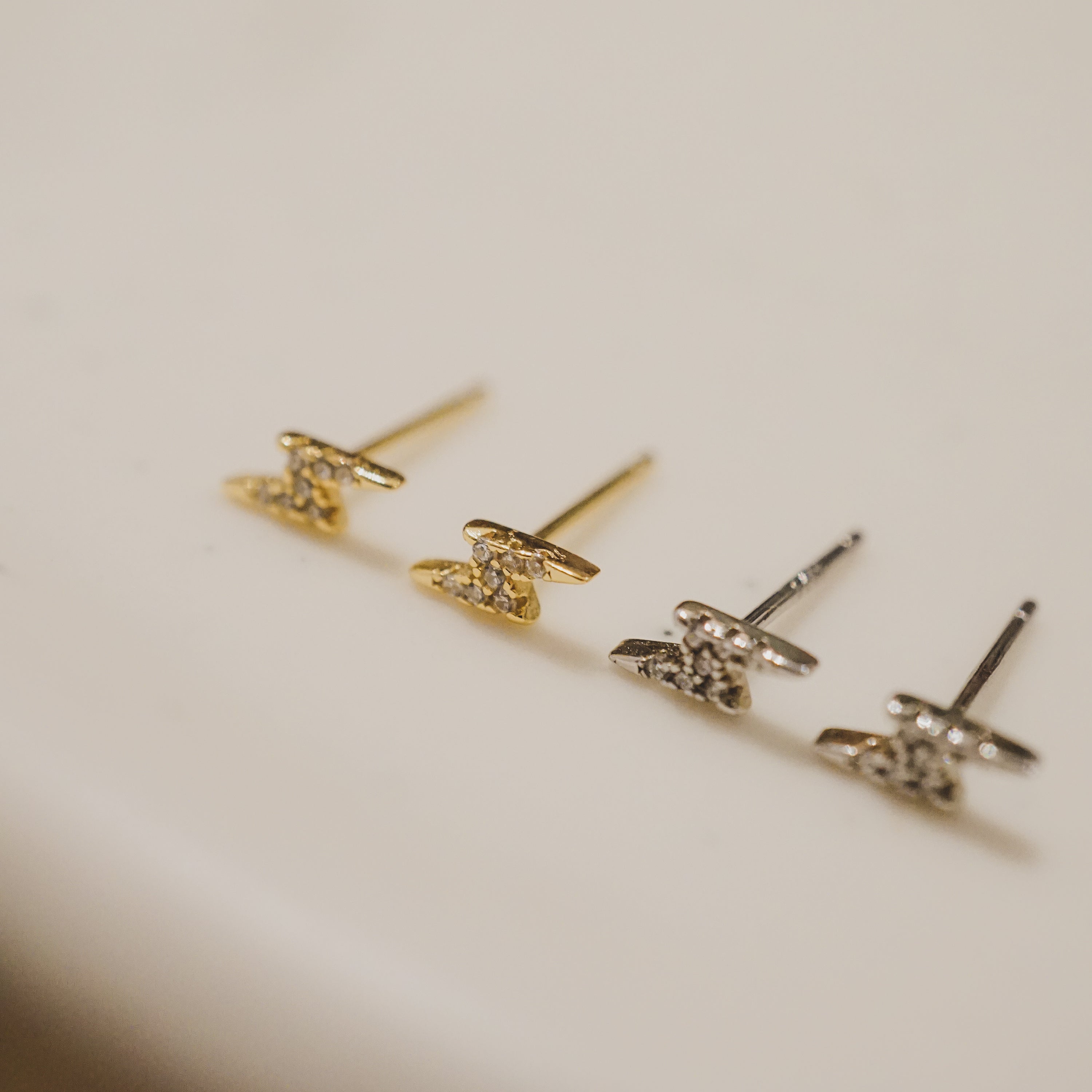 Teeny Tiny Lightning Stud Earrings