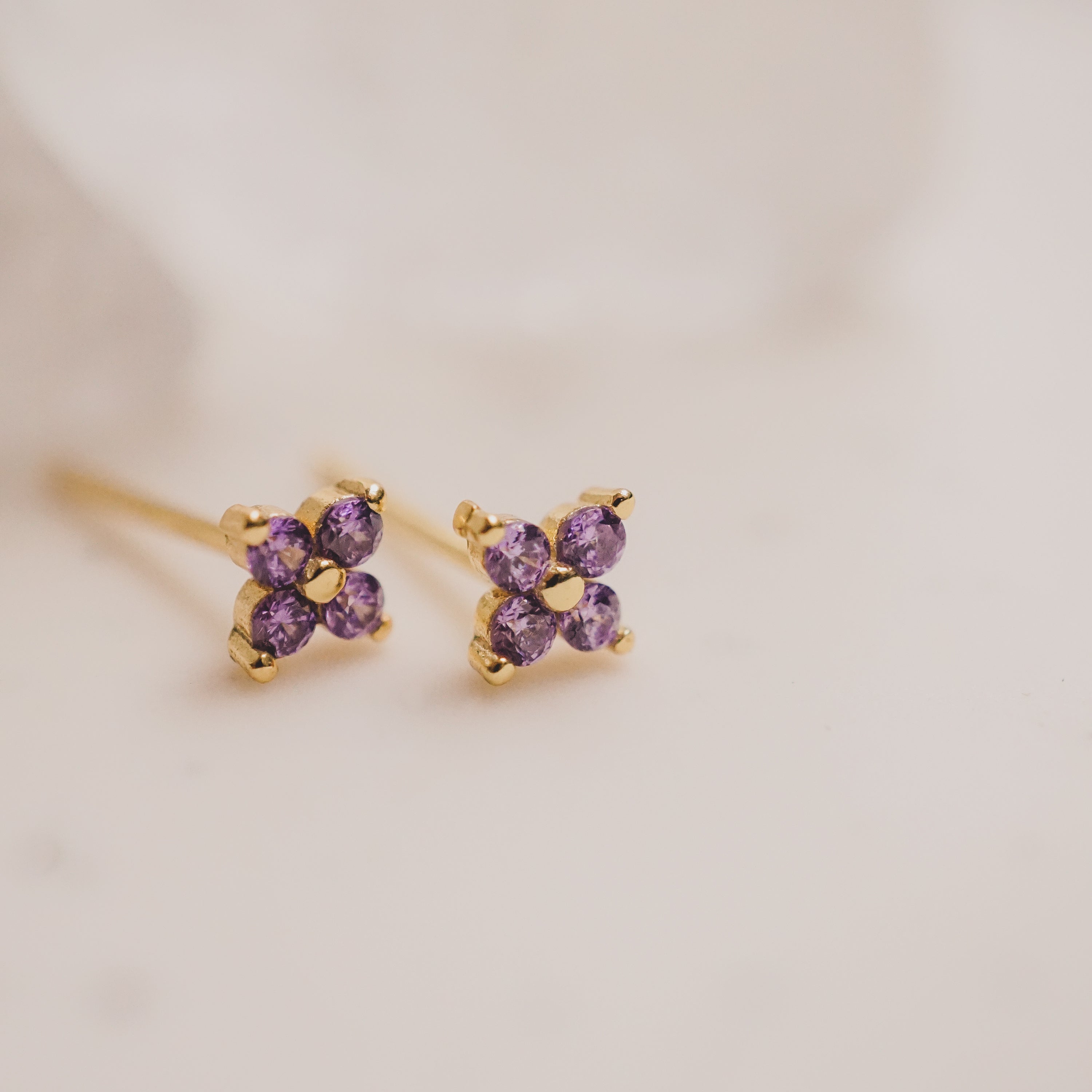 Amethyst Lucky Clover Studs