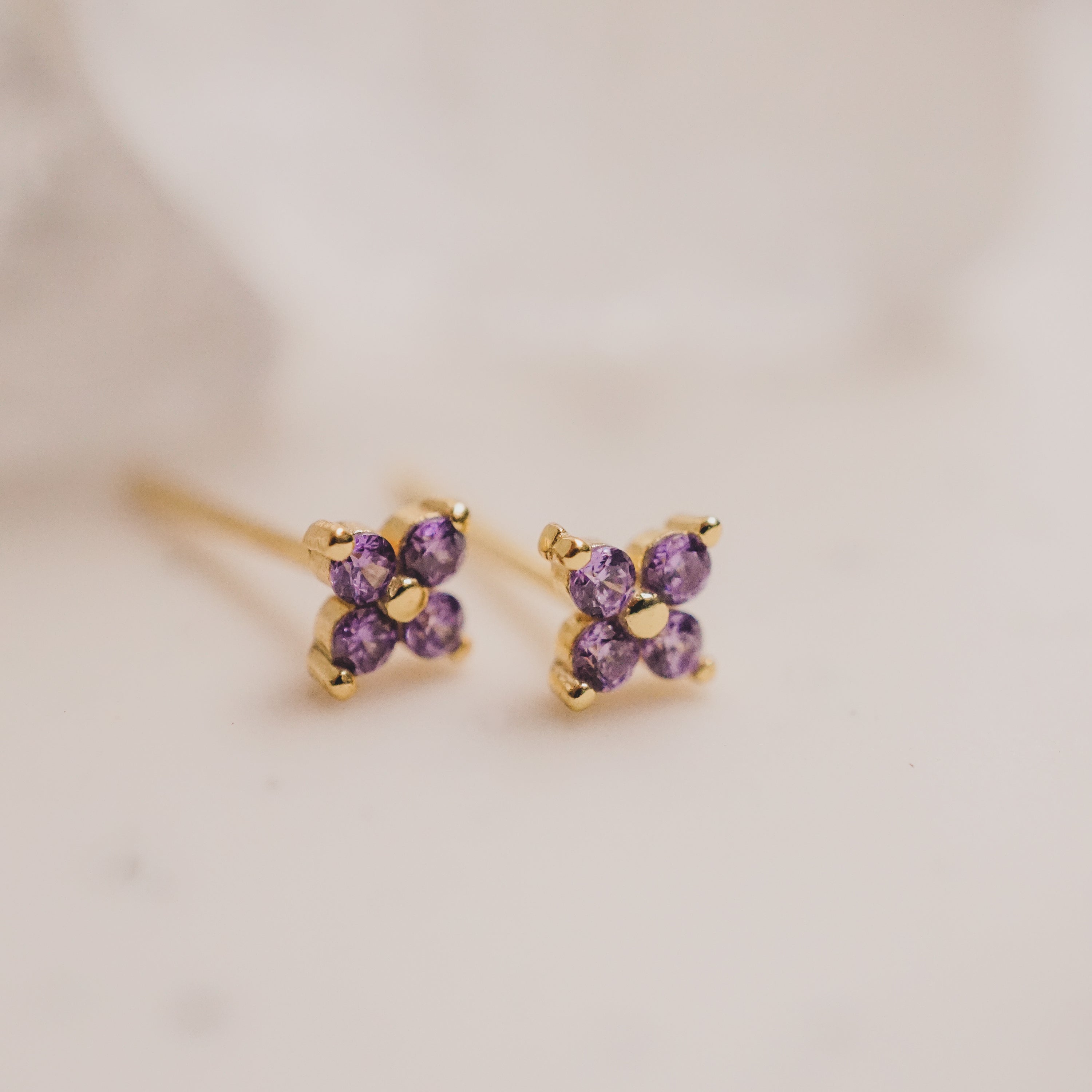 Amethyst Lucky Clover Studs