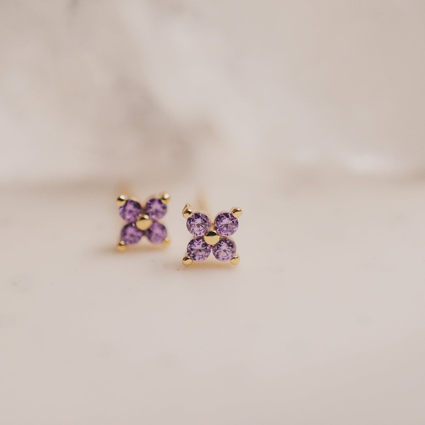 Amethyst Lucky Clover Studs