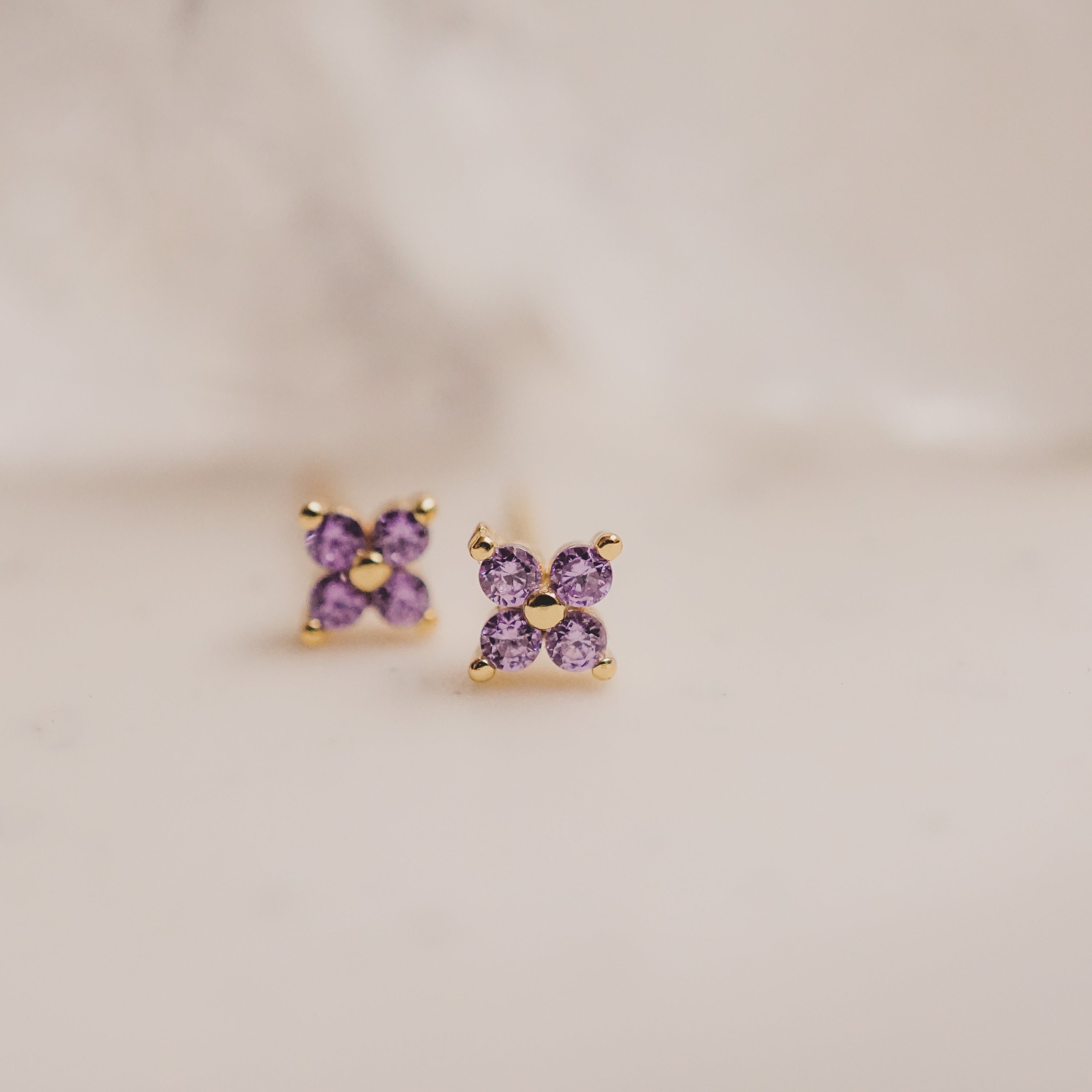 Amethyst Lucky Clover Studs