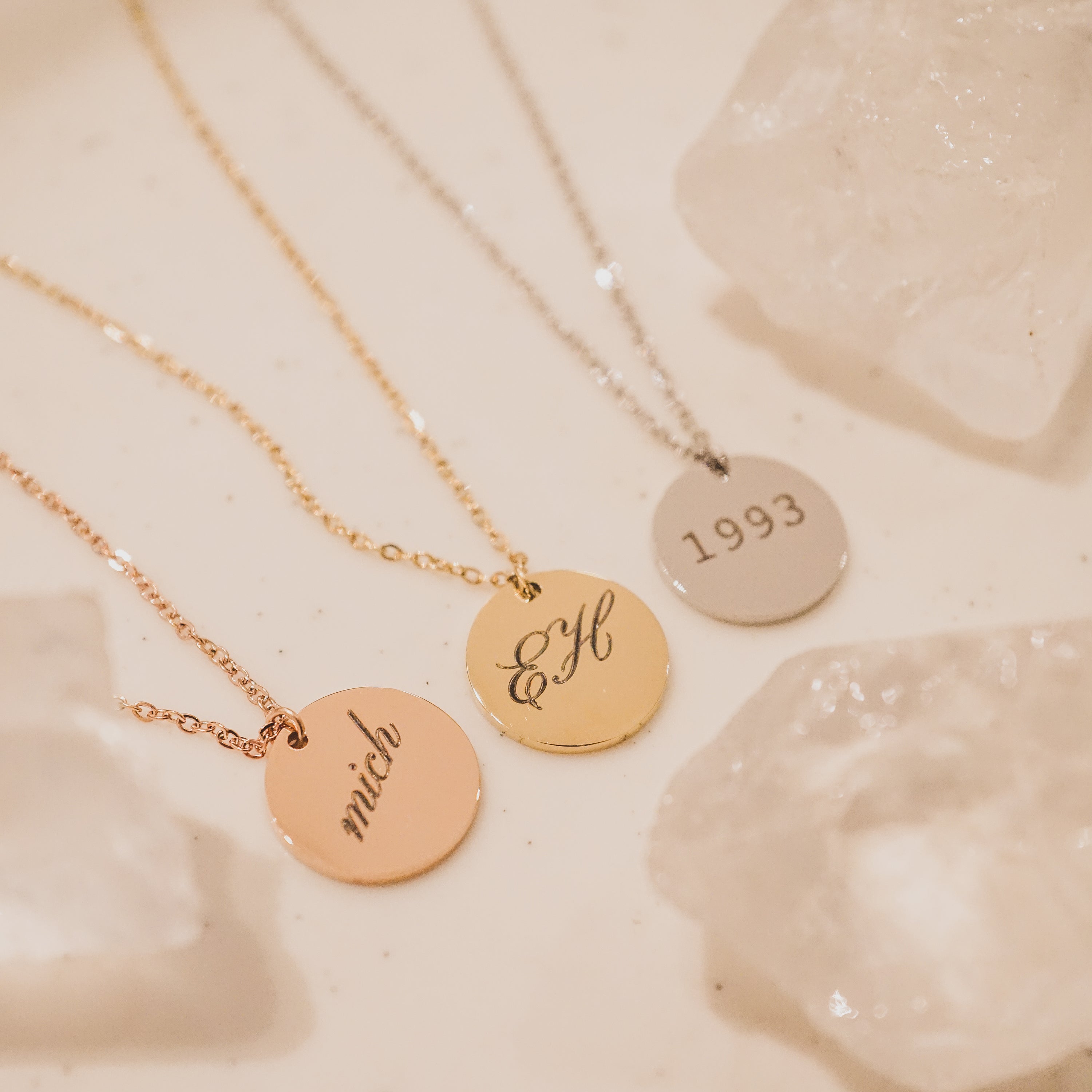 Elle Necklace - Personalized Engraved Disk