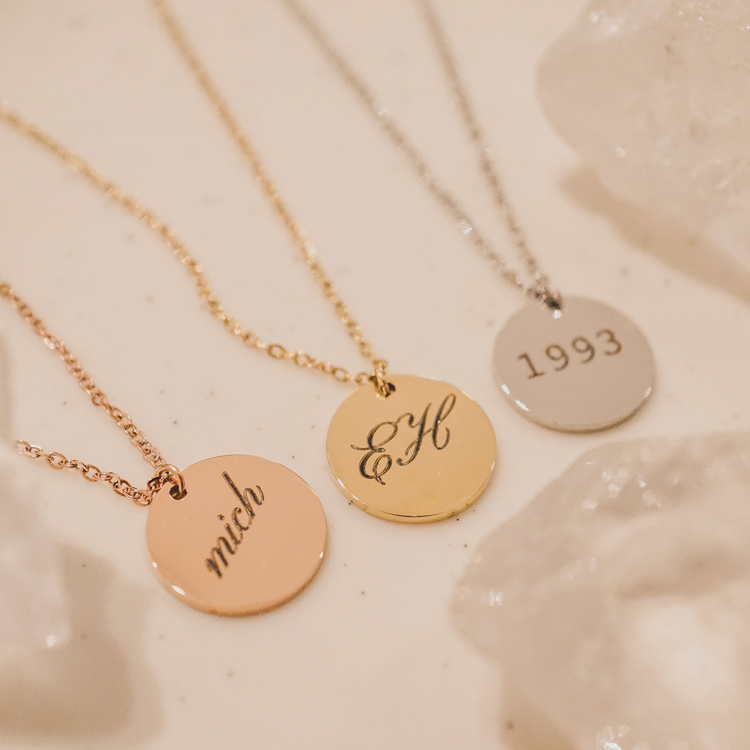 Elle Necklace - Personalized Engraved Disk