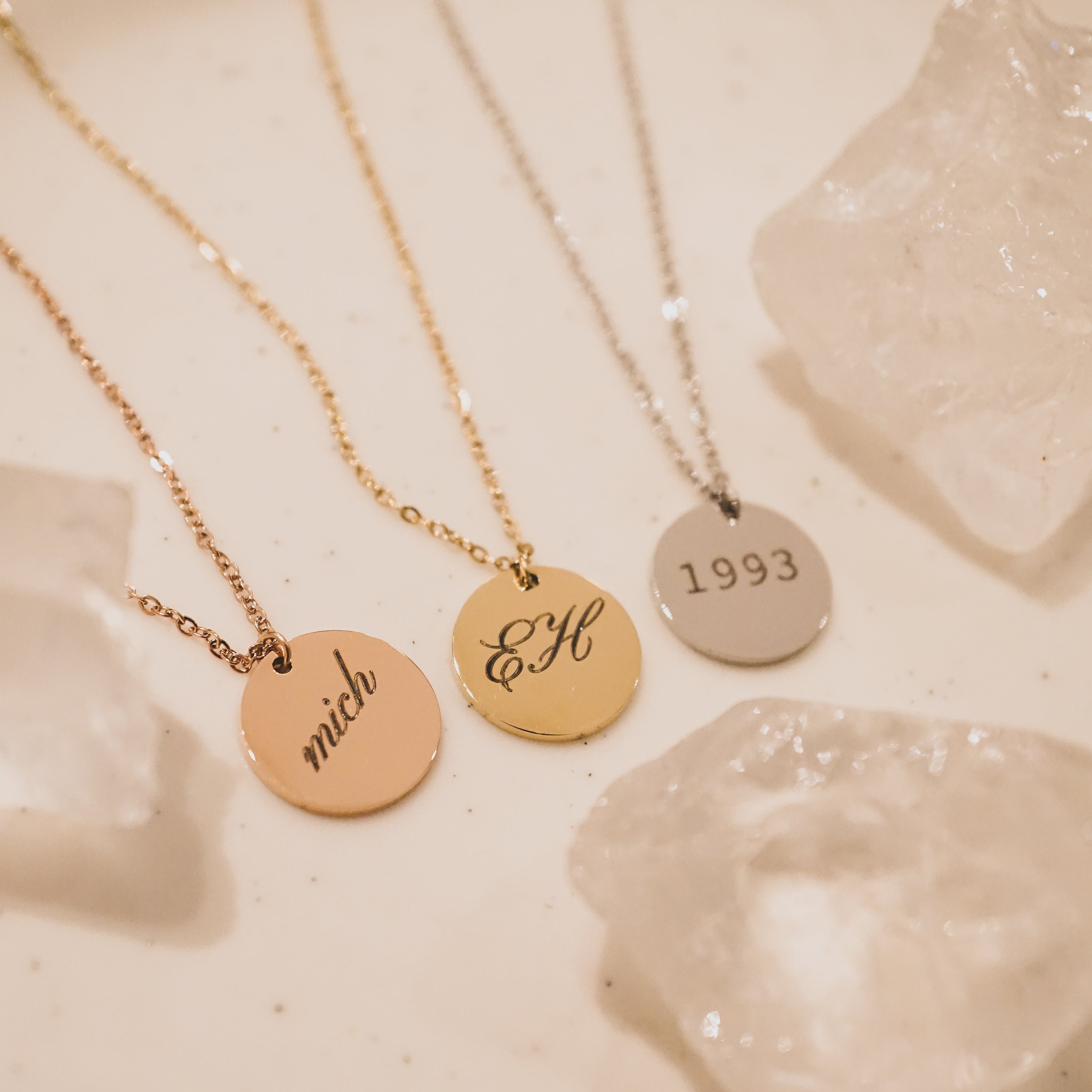 Elle Necklace - Personalized Engraved Disk