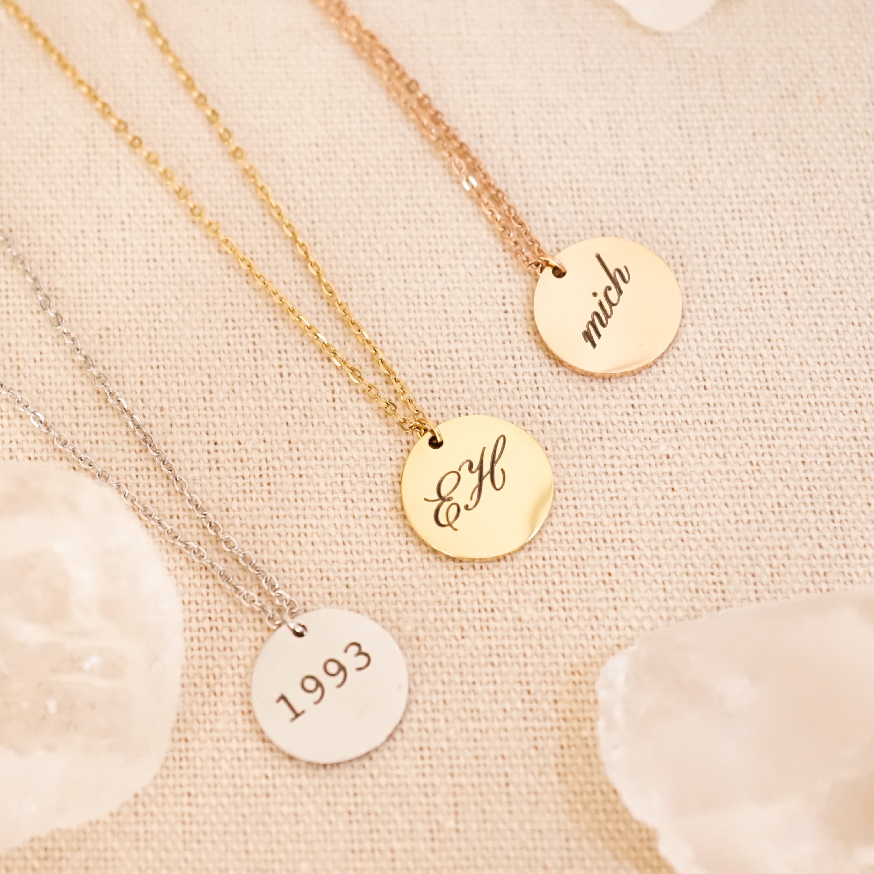 Elle Necklace - Personalized Engraved Disk