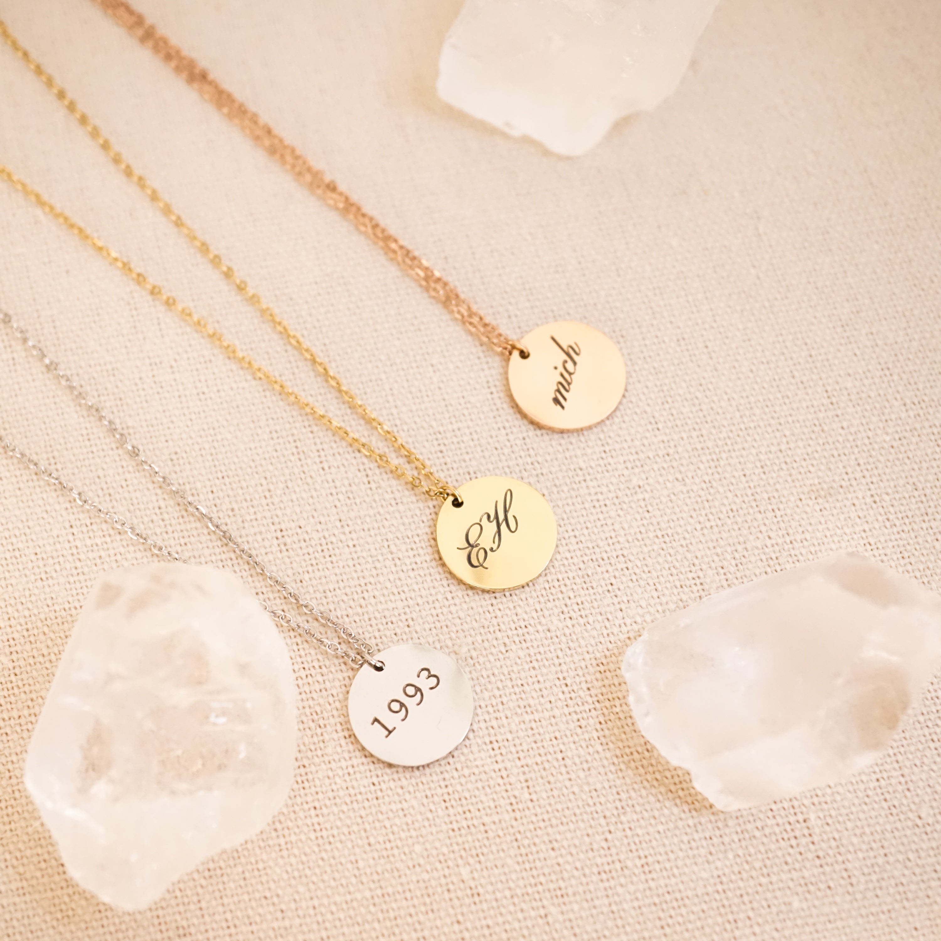 Elle Necklace - Personalized Engraved Disk