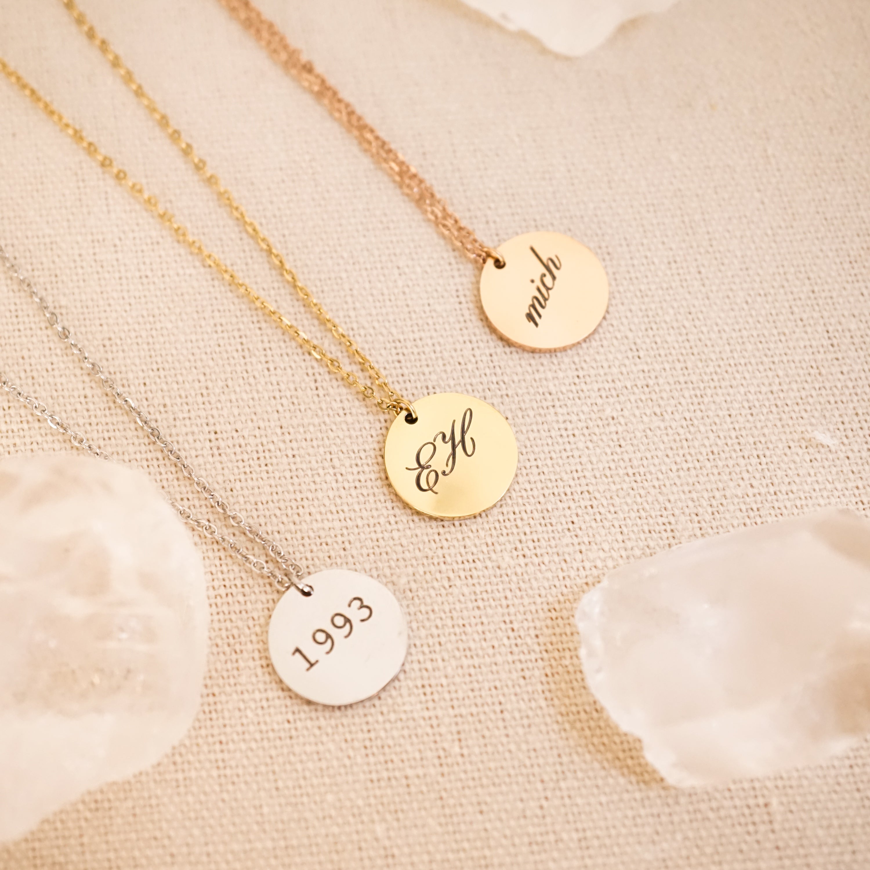 Elle Necklace - Personalized Engraved Disk