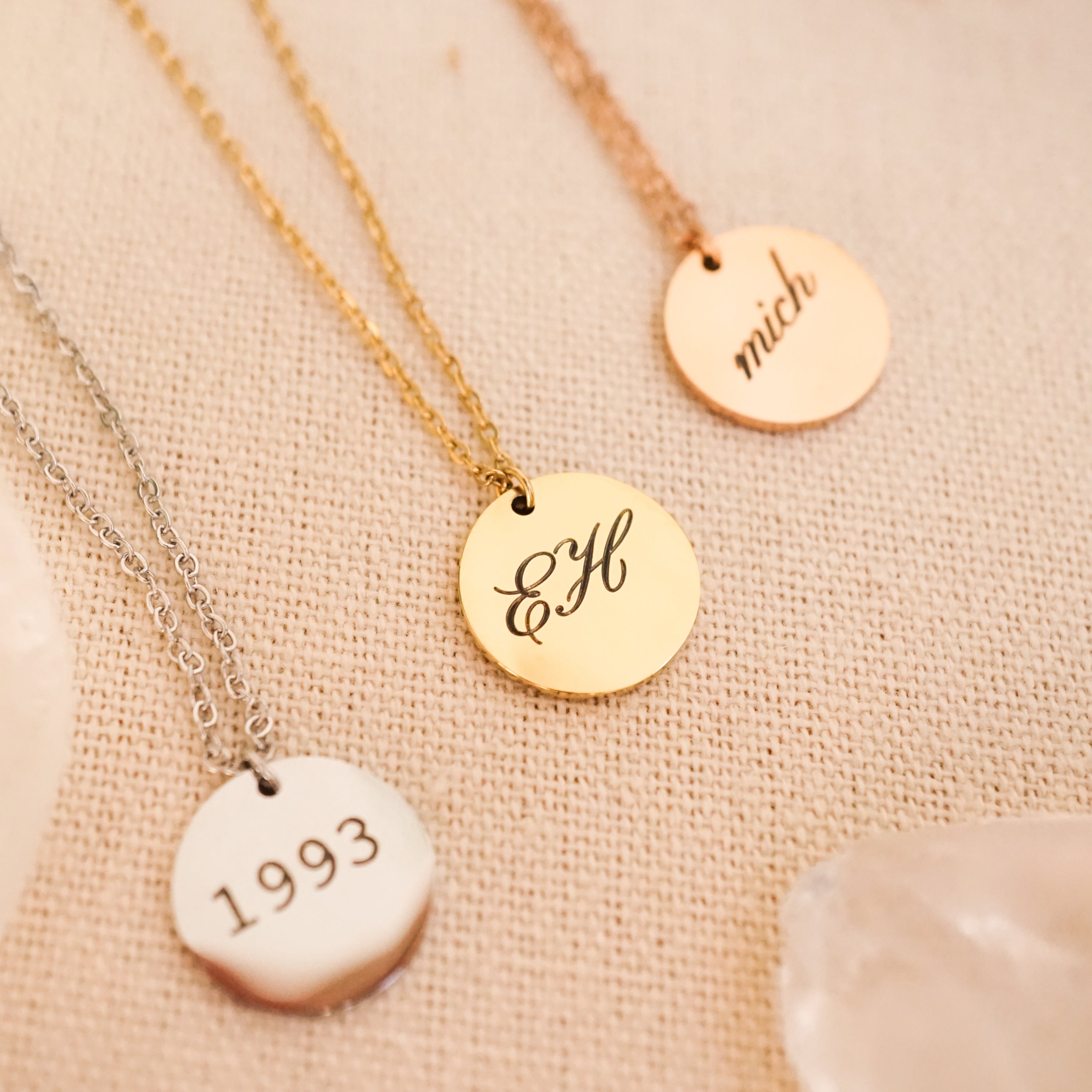 Elle Necklace - Personalized Engraved Disk