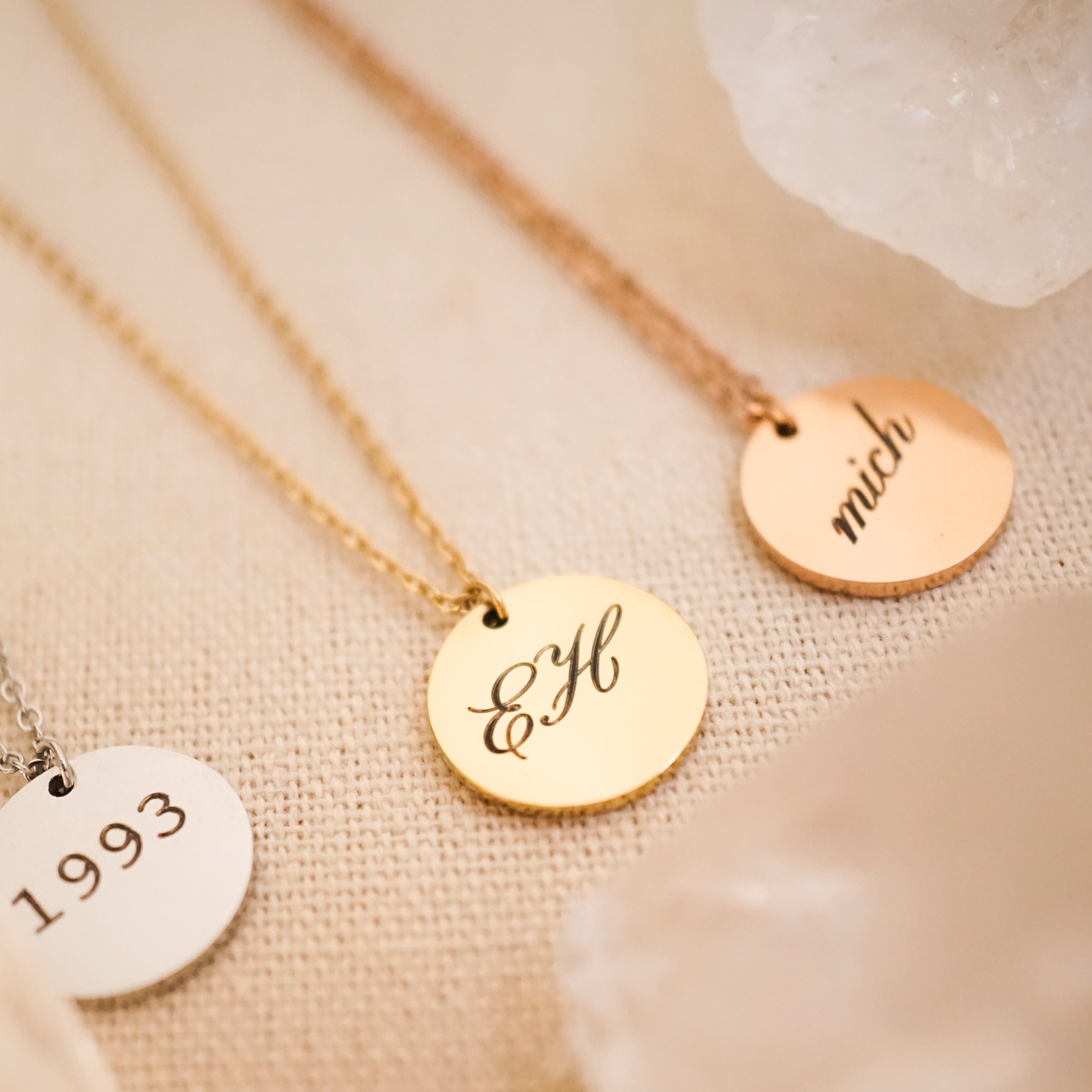 Elle Necklace - Personalized Engraved Disk