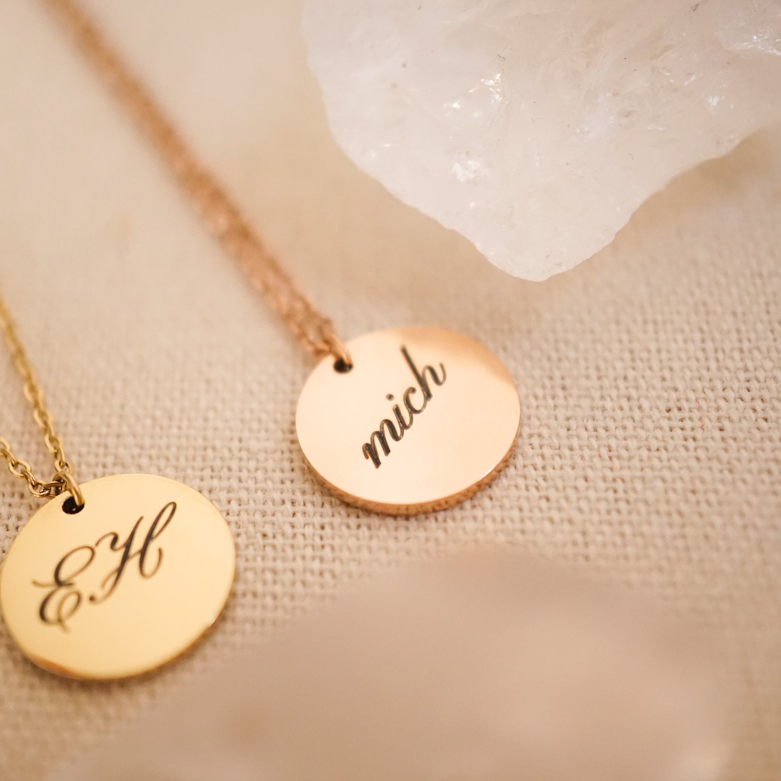 Elle Necklace - Personalized Engraved Disk