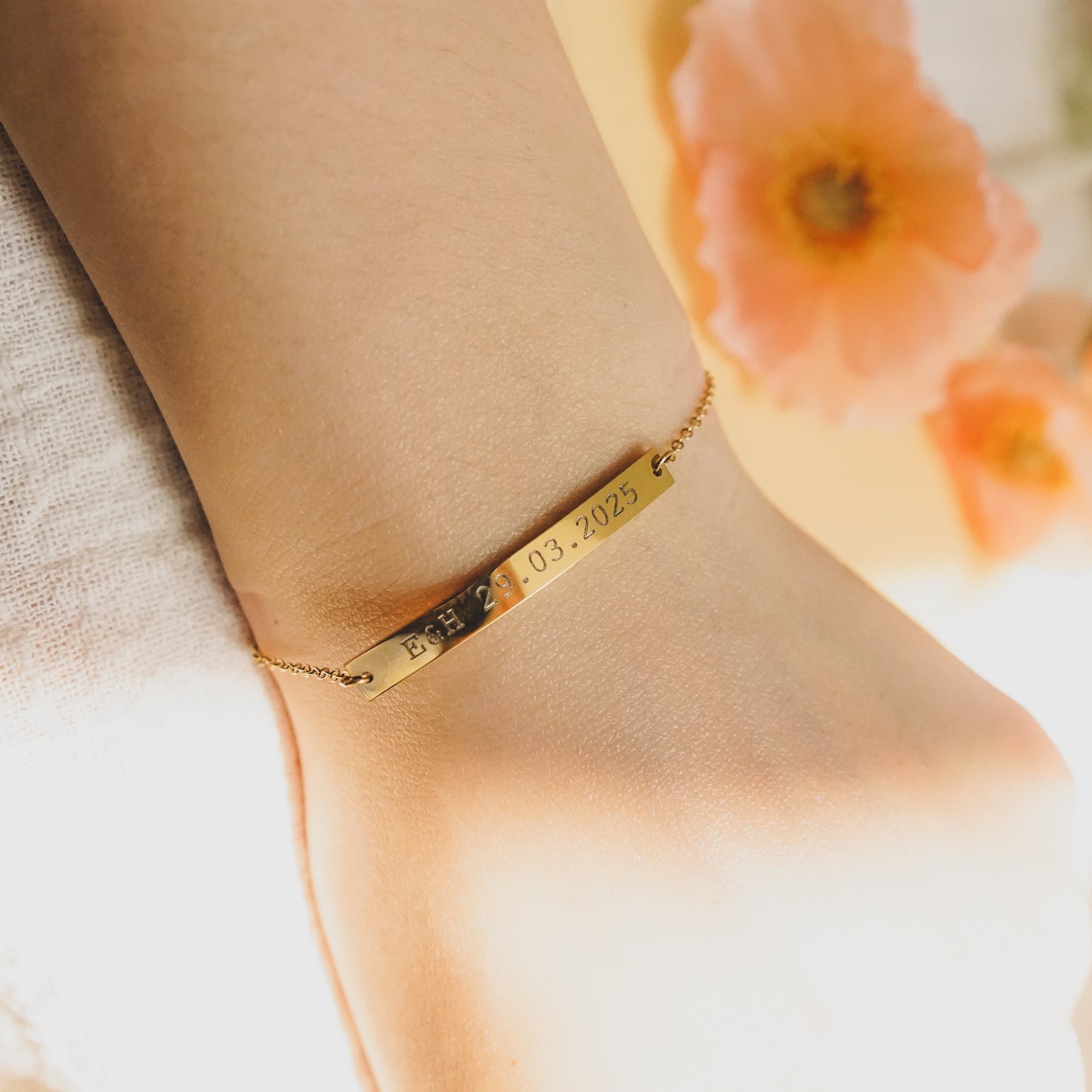 Lila Bracelet - Personalized Engraved Curved Bar Bracelet