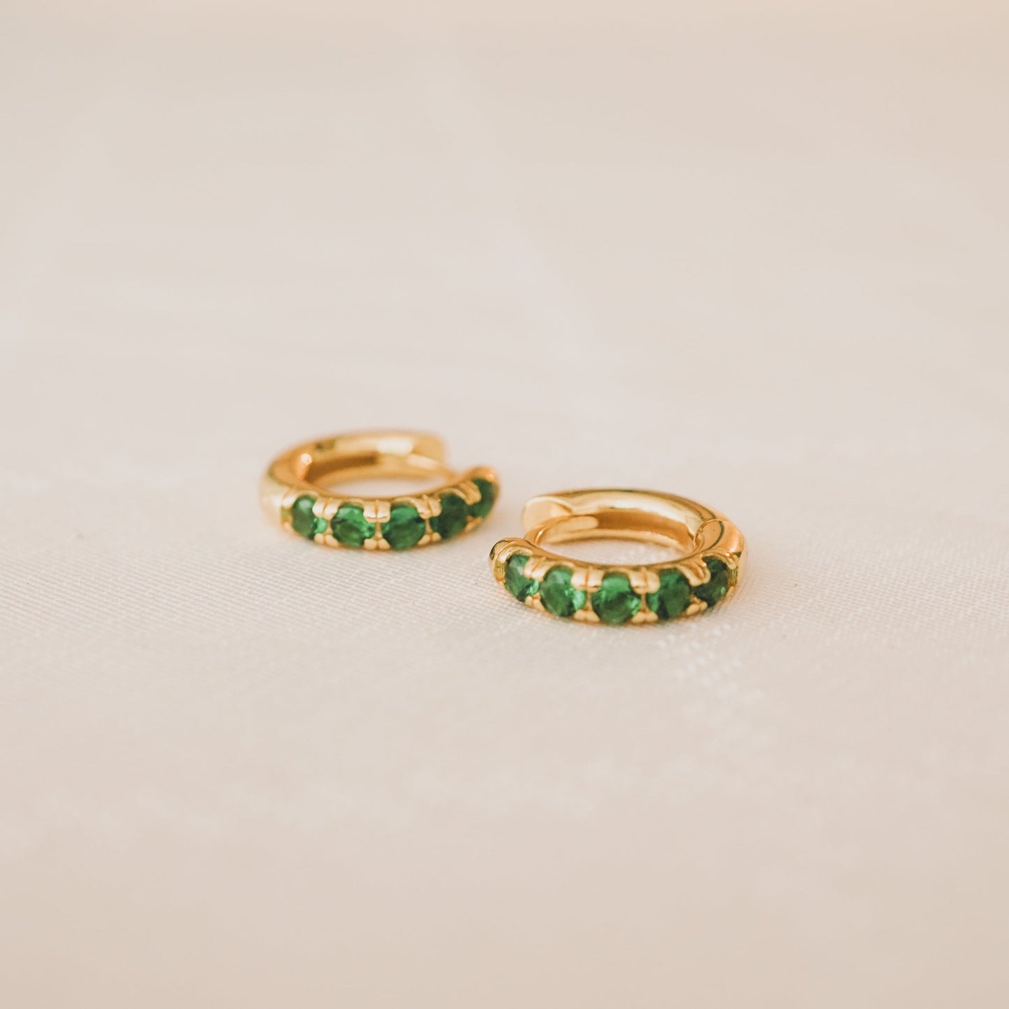 Chunky Emerald Hoops