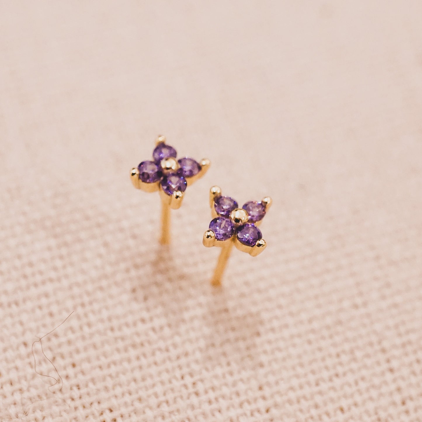 Amethyst Lucky Clover Studs