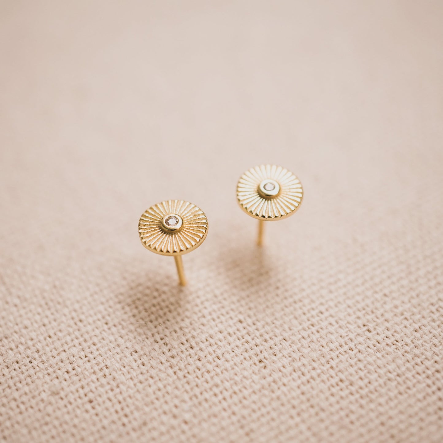 Circle Sunburst Stud Earrings