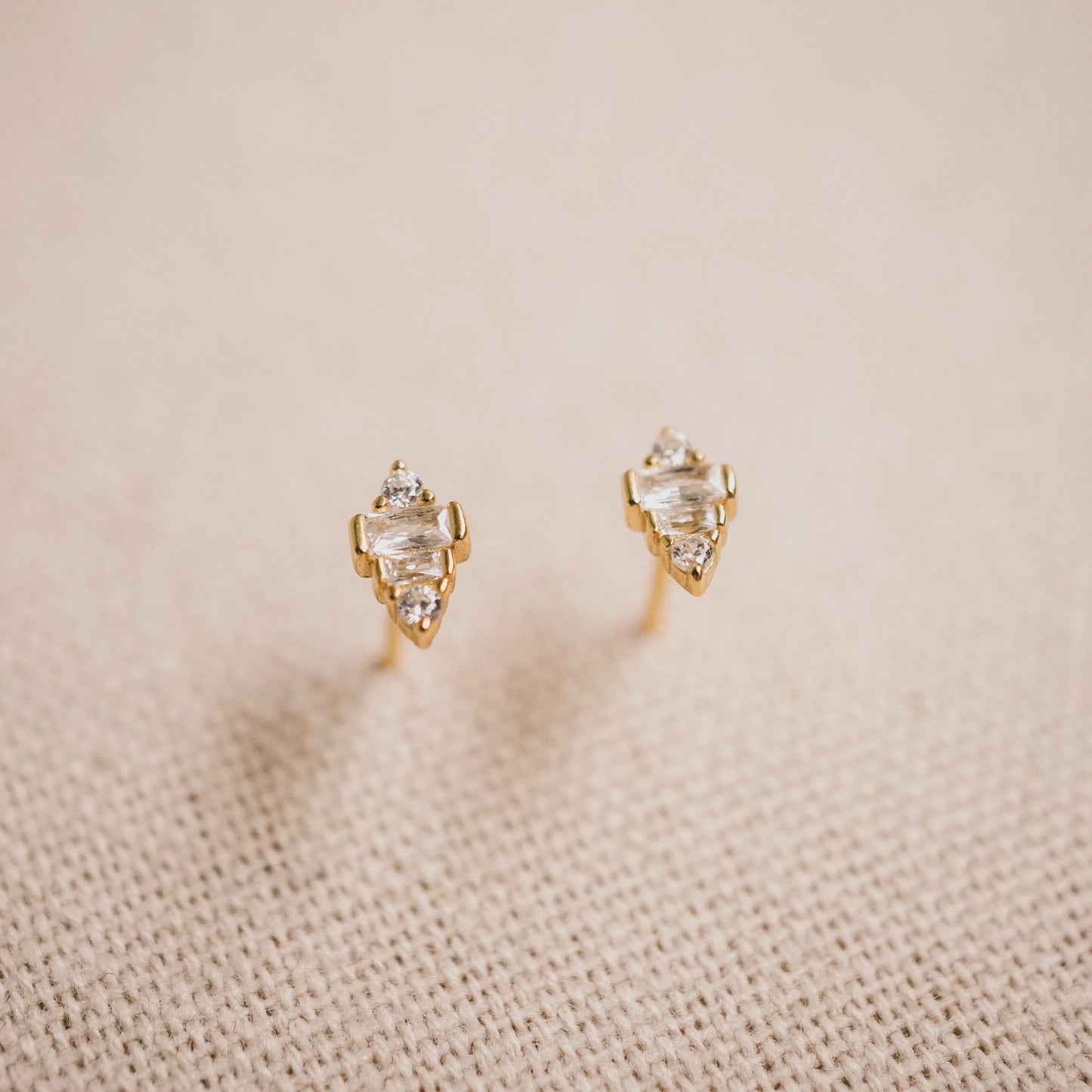 Teeny Tiny CZ Acorn Stud Earrings