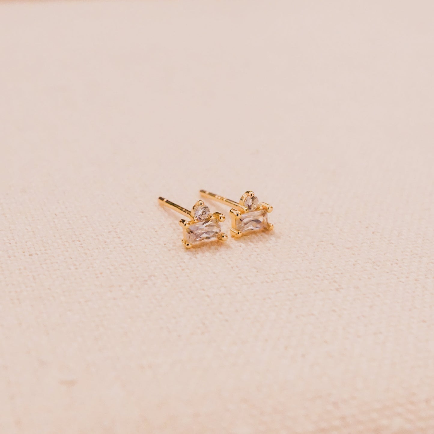 Mini Clear Baguette and Bling Stud Earrings