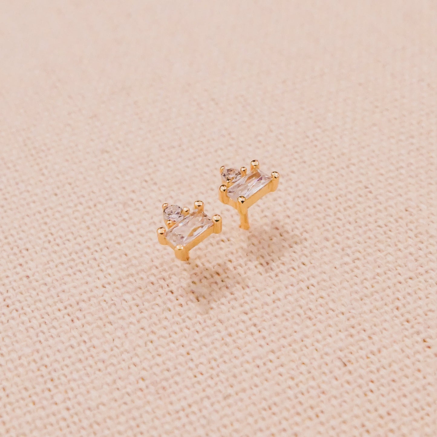 Mini Clear Baguette and Bling Stud Earrings