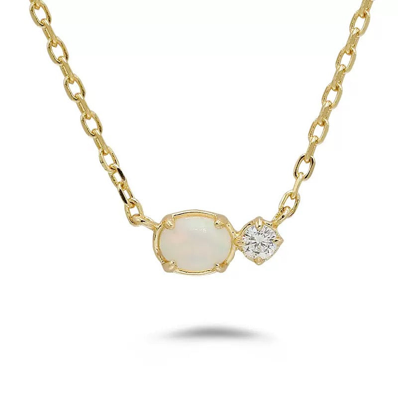 Diamond Opal Necklace