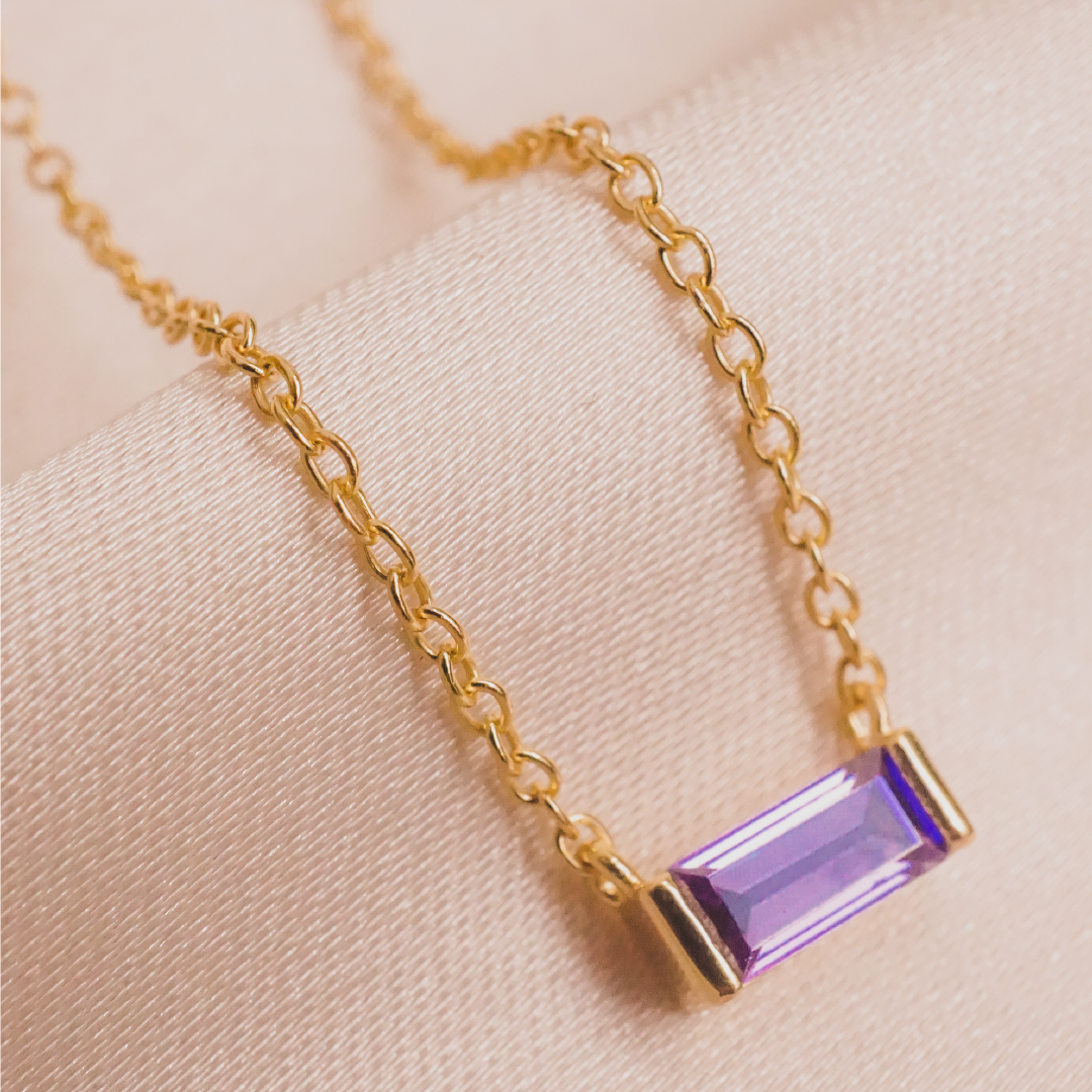 Birthstone Baguette Necklace