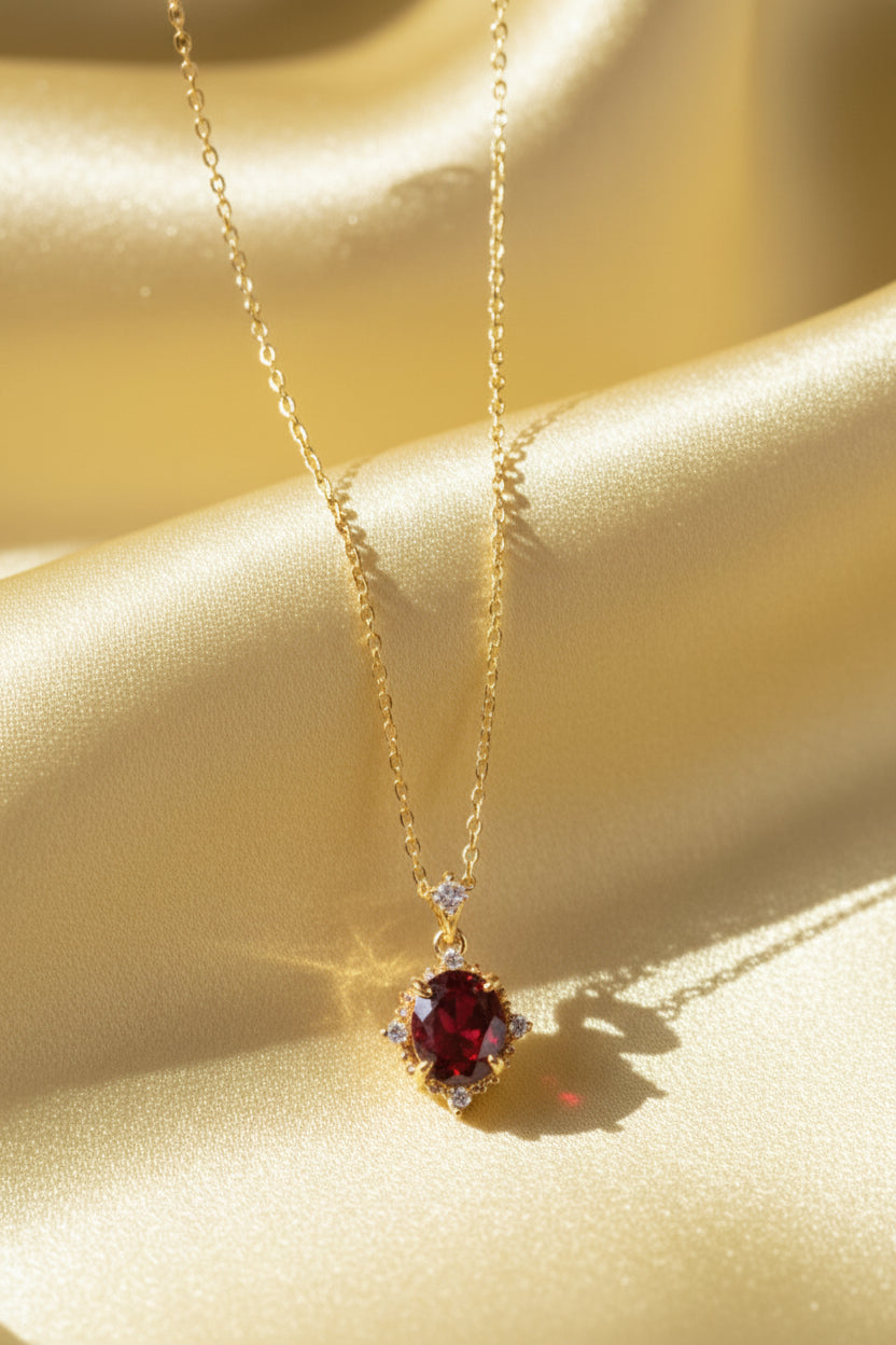 Garnet Oval Necklace