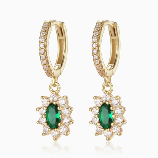 Emerald Vintage Baroque Huggie Earrings