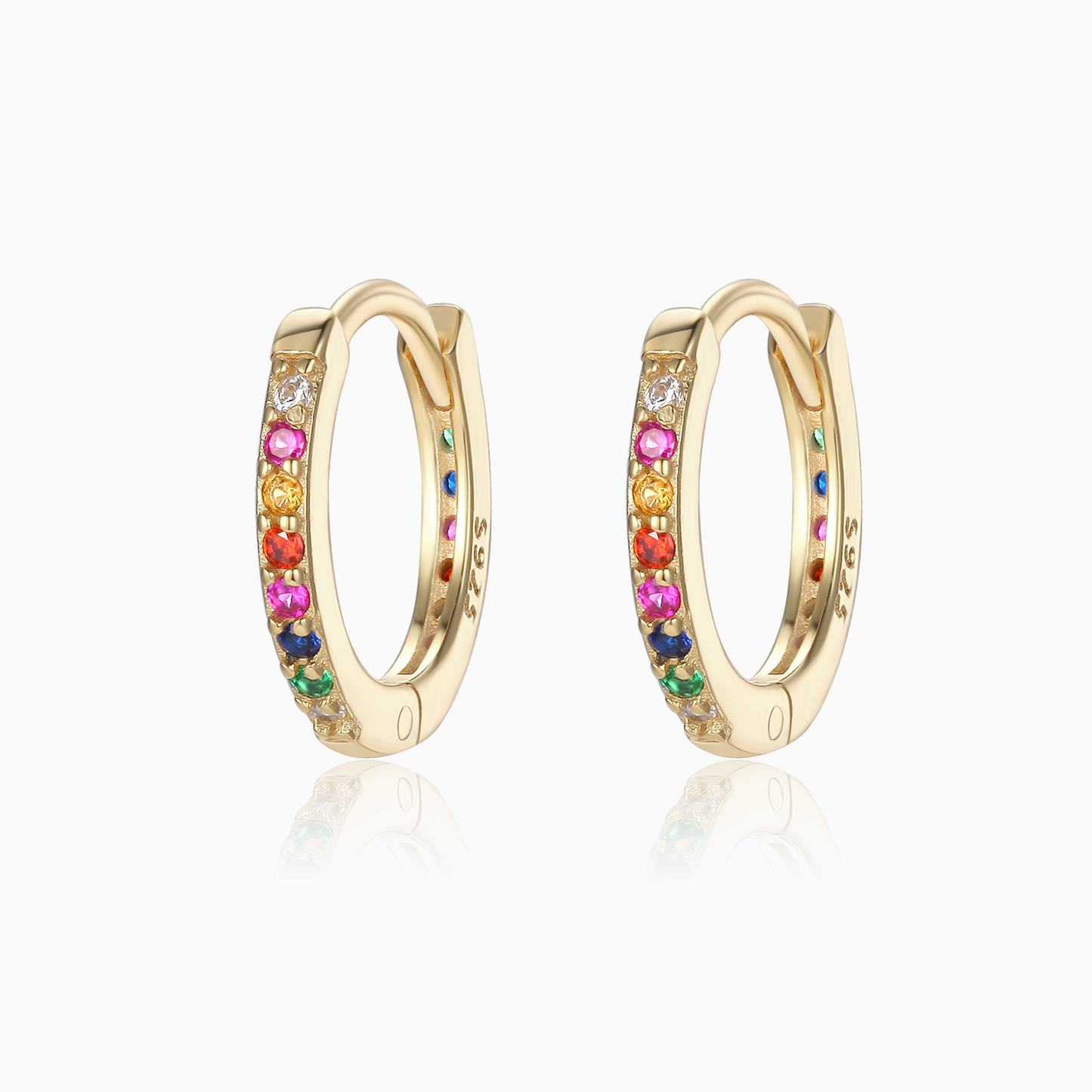 Pave Rainbow Hoop Earrings