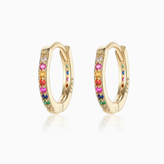 Pave Rainbow Hoop Earrings