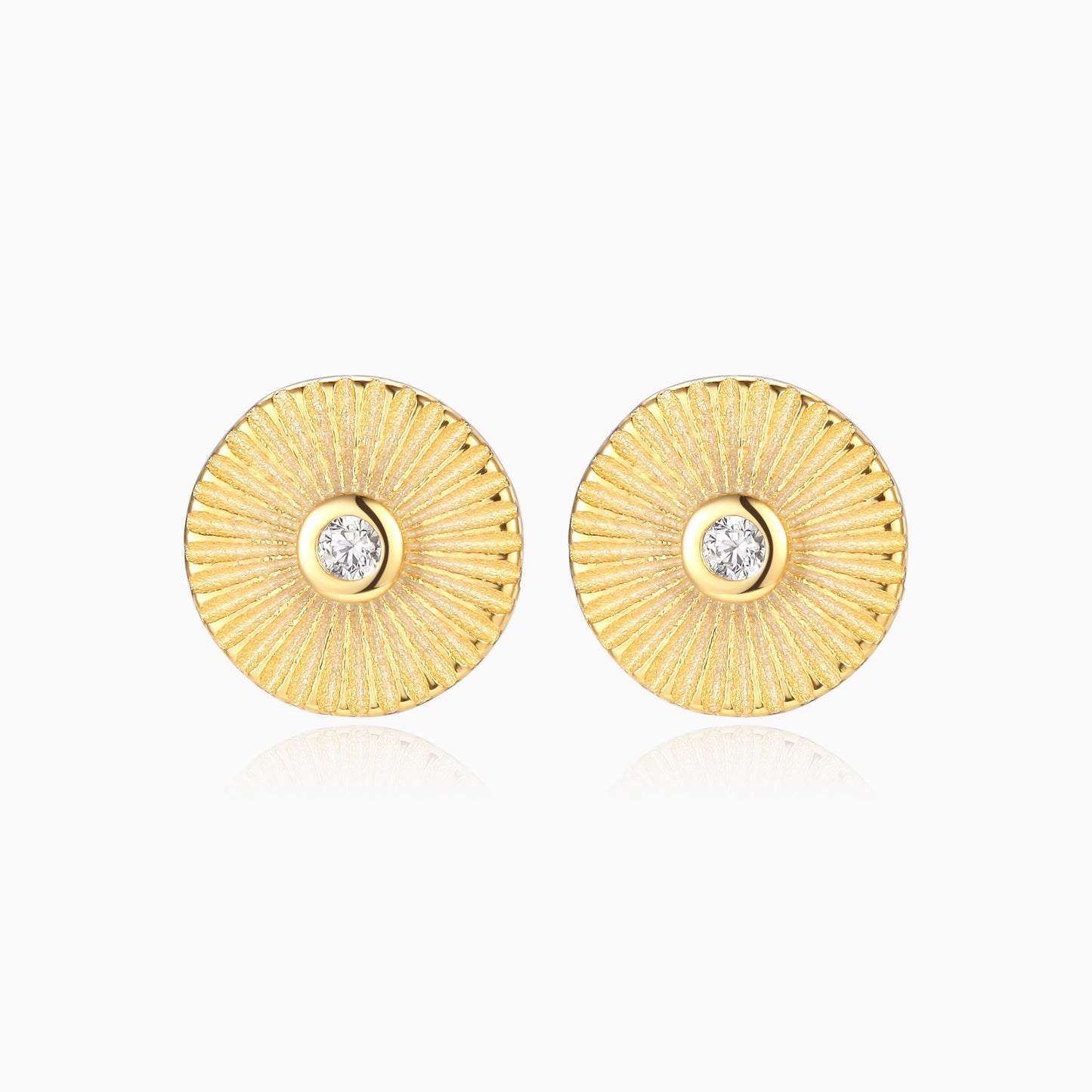 Circle Sunburst Stud Earrings