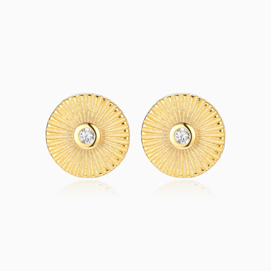 Circle Sunburst Stud Earrings