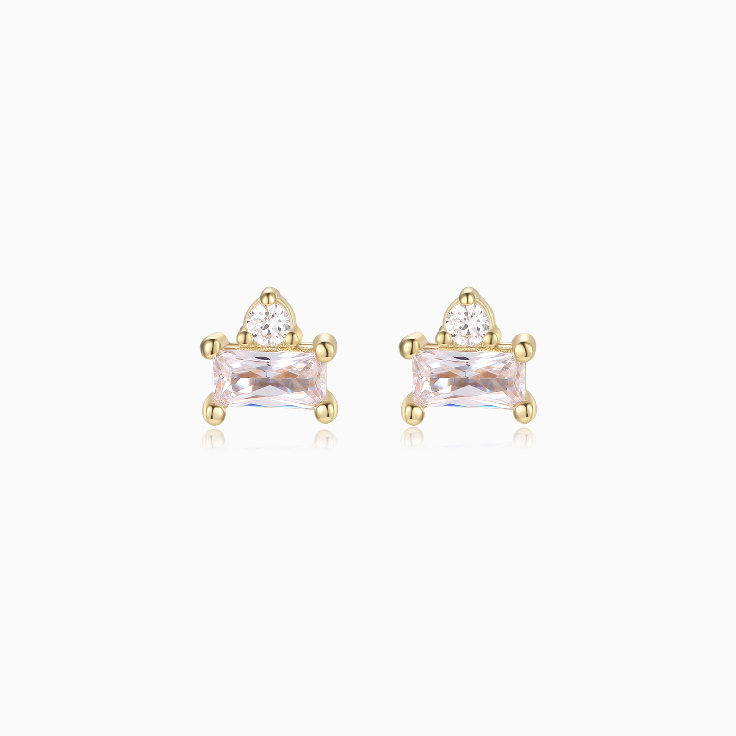 Mini Clear Baguette and Bling Stud Earrings
